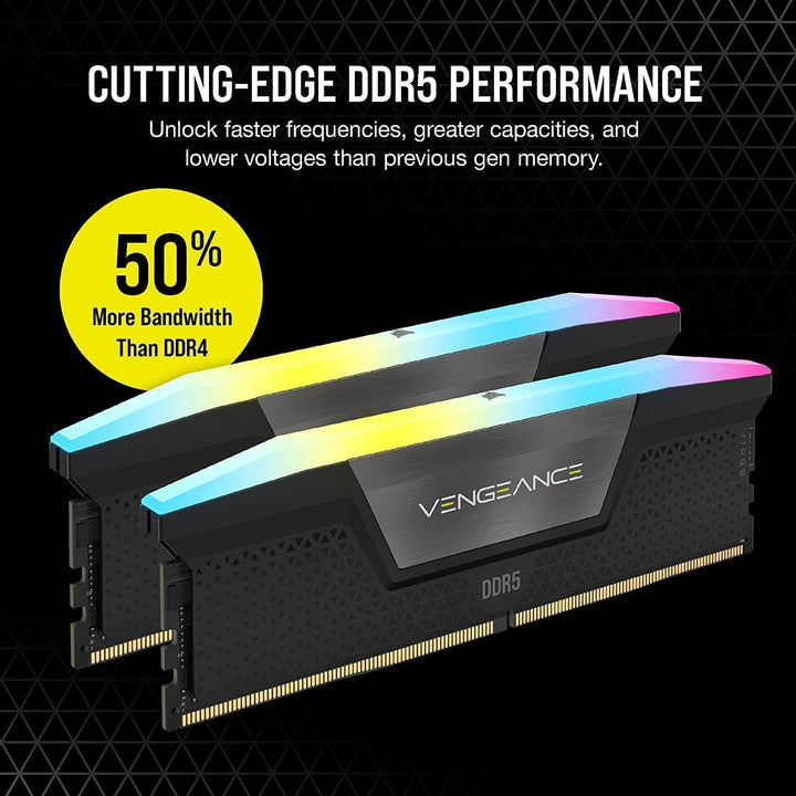 CORSAIR VENGEANCE RGB DDR5 RAM 32GB (2x16GB) 6000MHz