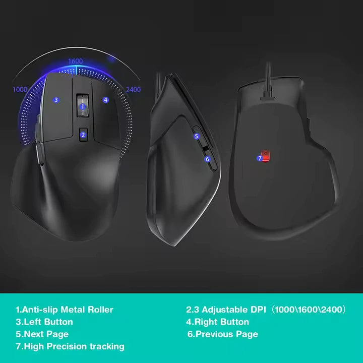 Ergonomic Wired Keyboard and Mouse Combo